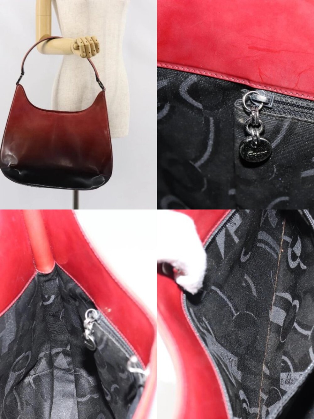 Salvatore Ferragamo Gancini Shoulder Bag Patent leather Red Silver Auth 160692 - Picture 14 of 14